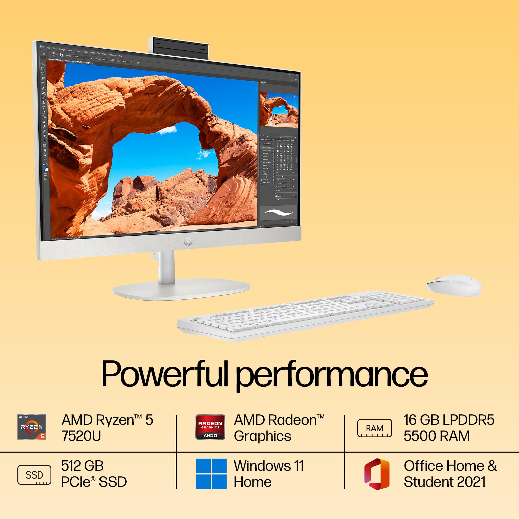 HP All-in-One Desktop 24 PC, AMD Ryzen 5 7520U